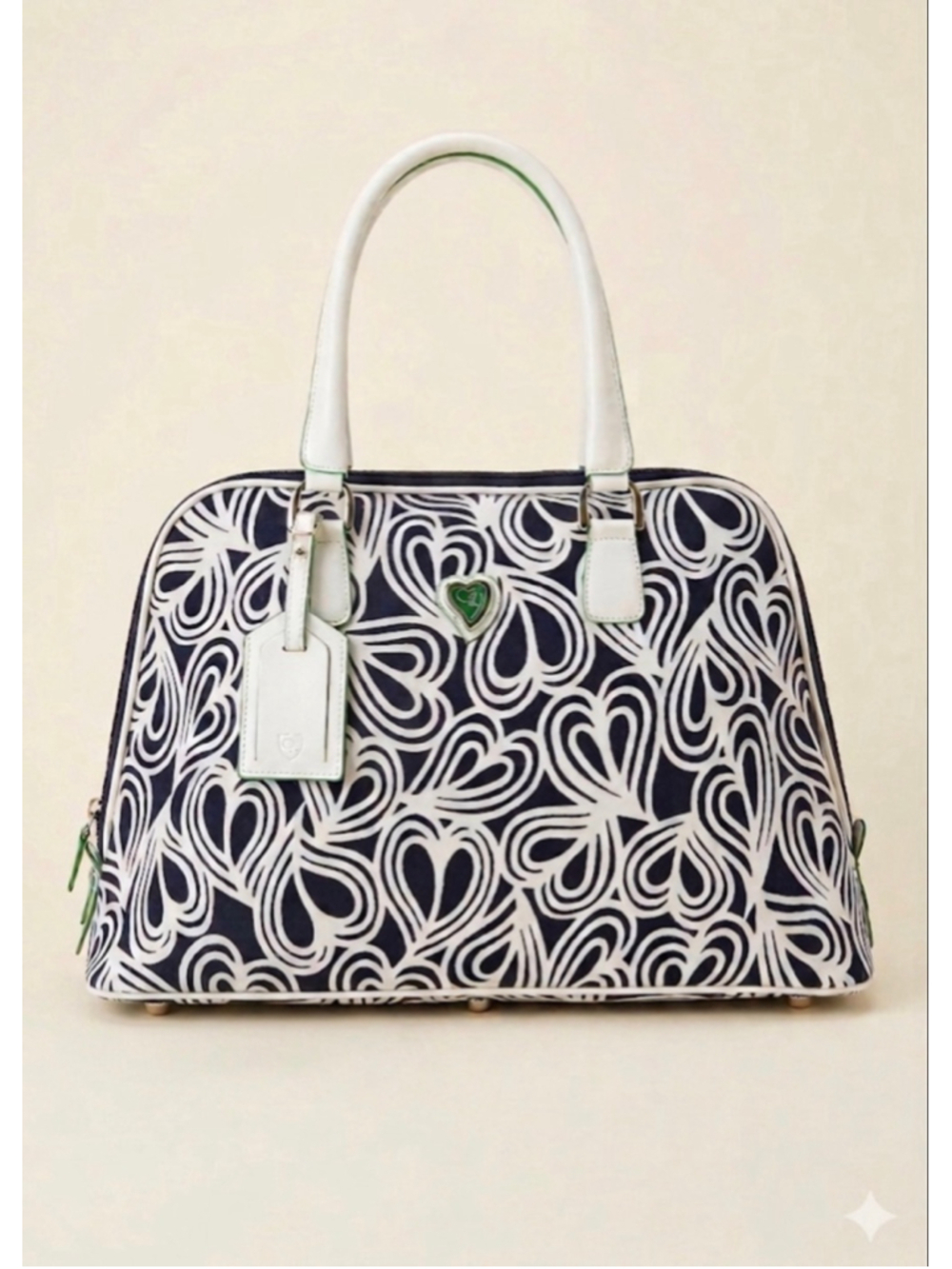 DIANE von FURSTENBERG Satchel One Size Navy White Heart Print